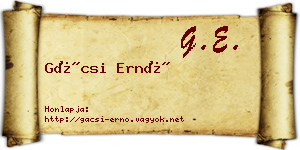 Gácsi Ernő névjegykártya
